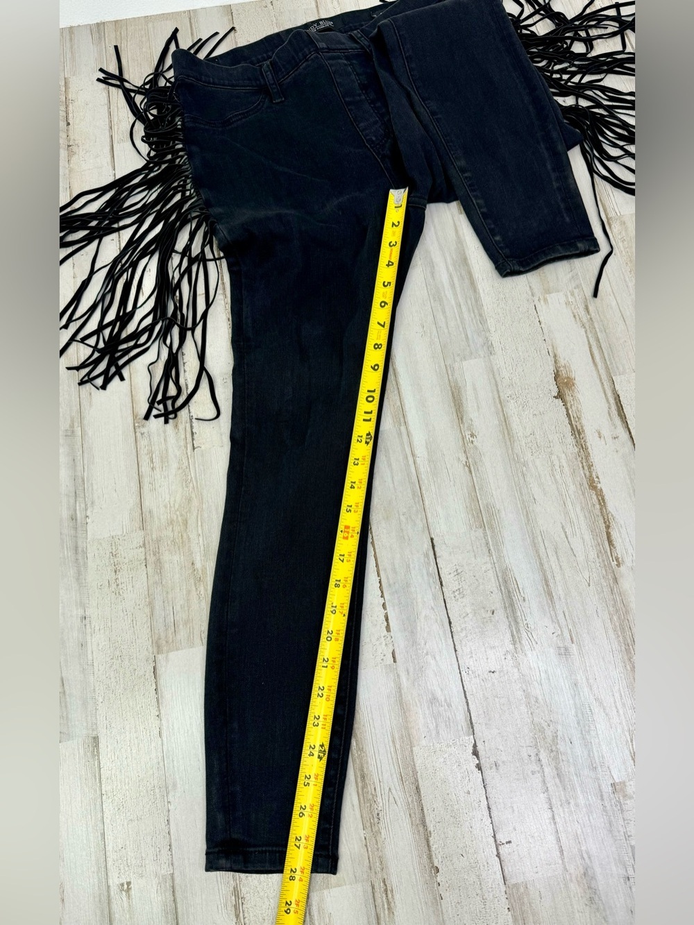 Judy Blue Jeans Womens 11/30 Black Mid Rise Skinny Fit Western Fringe - Picture 9 of 12